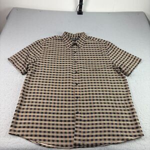 Nat Nast Silk Shirt Mens XL‎ Brown Button Up Bowling Casual Hawaiian